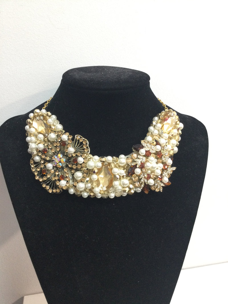 Gold, Pearl and Orange Small Collar
