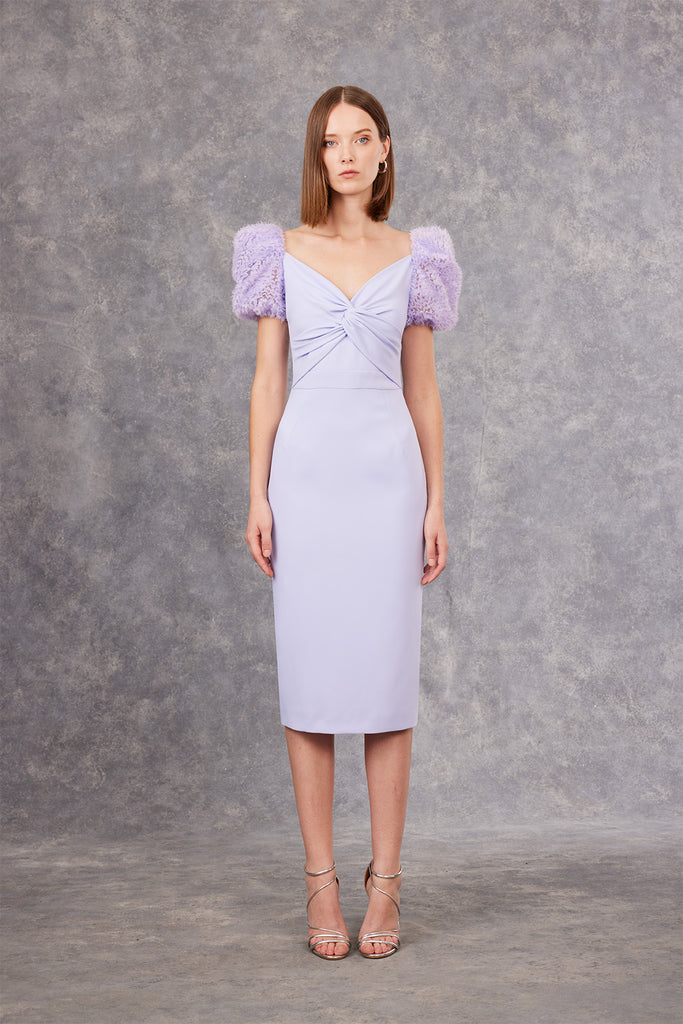 Lavender Dress with Puff Sleeves