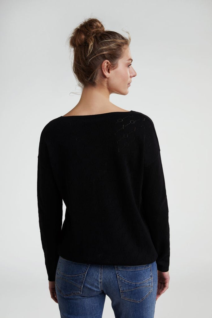 Cotton Sweater with Perforated Print