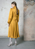 Mustard Empire Line Dress with Balloon Sleeves