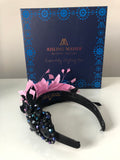 Blair Headpiece in Black and Pink with Crystals