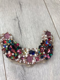 Small Collar - Pearl, Plum Pink and Multicoloured Crystals