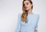 Pale Blue Dress with 3/4 Sleeves