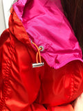Tomato Red Rainjacket with Pink Zips and Hood