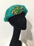 Green Beret with Gold & Green Crystals