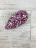 Teardrop in Pink with Silver & Grey Crystals