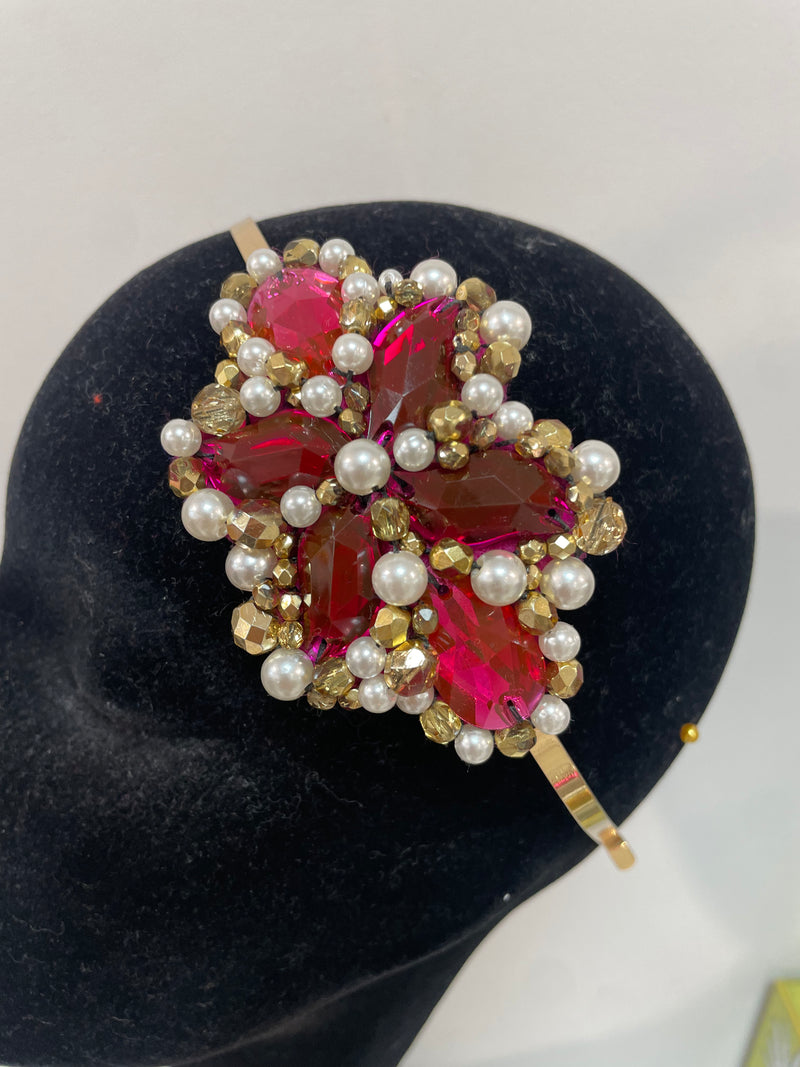 Iris in Fuschia, Gold and Pearl