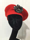 Red Beret with Pewter Crystals