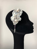 Plumeria Headpiece in Pearl Silver and Baby Blue