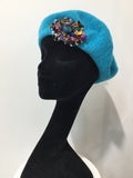 Blue Beret with Multi Crystals