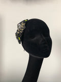 Plumeria Headpiece in Black Pewter with an Accent of Yellow Crystals