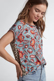 T-shirt with Paisley Front and Leopard Print Back