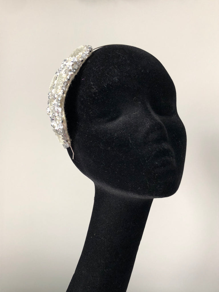 Plumeria Headpiece in Silver Crystals