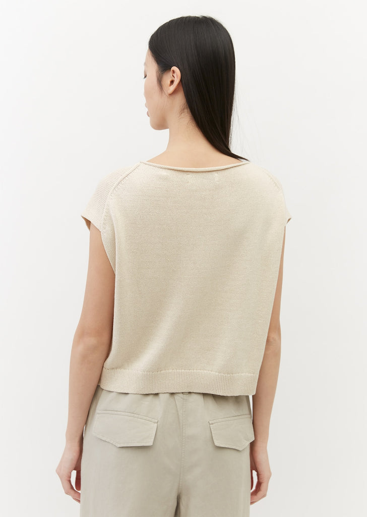 Sleeveless Jumper in Cotton and Linen Mix
