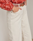 Ecru Washed Out Wide Leg Jeans