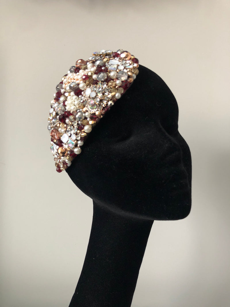 Teardrop in Pearl Burgundy Gold Silver and Rose Gold Crystals