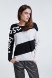 Black and Ivory Cotton Sweater