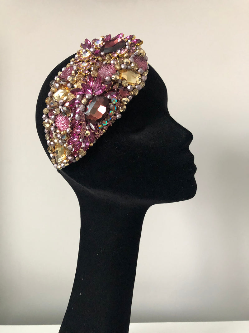 Teardrop in Plum Gold and Silver Crystals