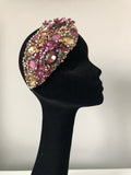 Teardrop in Plum Gold and Silver Crystals