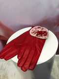 Red Leather Gloves with Fur Lining