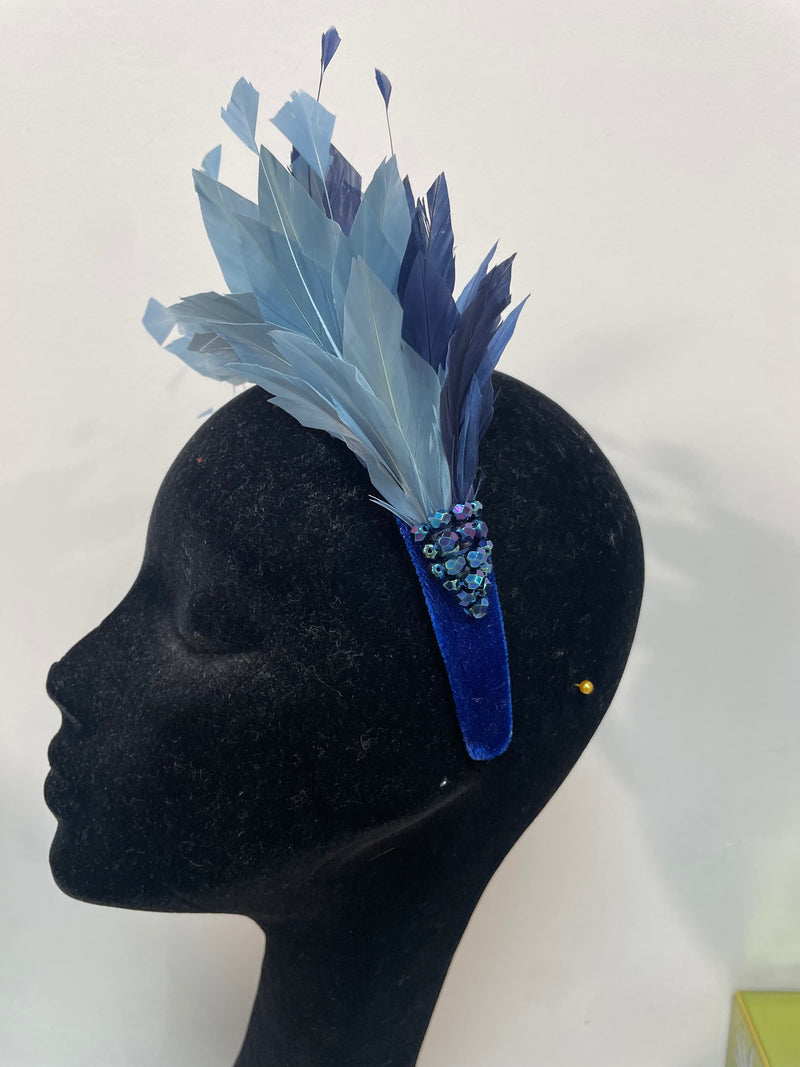 Gatsby Feather Headpiece in Blue Navy