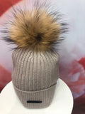 Oatmeal Merino Hat with Natural Pom Pom