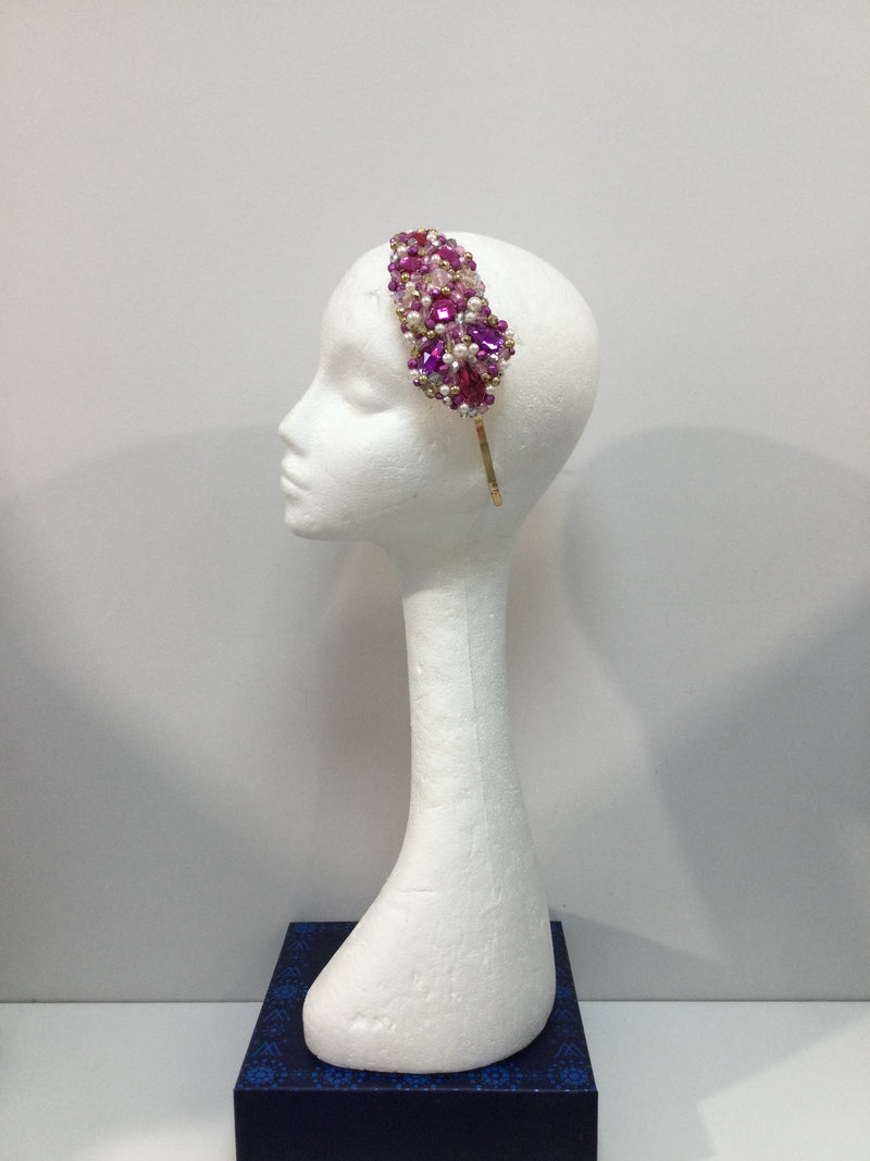 Plumeria in Fuschia, Baby Pink , Pearl and Gold