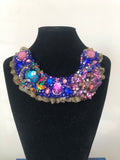 Small Collar - Blue & Purple  with Dark Gold Lace