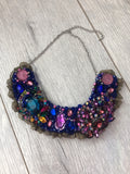 Small Collar - Blue & Purple  with Dark Gold Lace