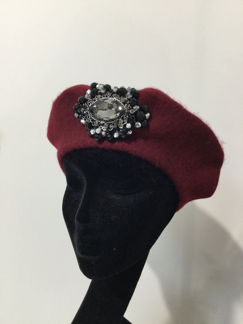 Maroon Beret with Pewter Diamond