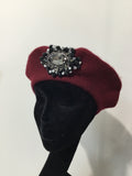Maroon Beret with Pewter Diamond