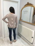 Ribbon Back Tie Taupe Sweater