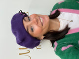 Purple Beret with Purple and Black brooch