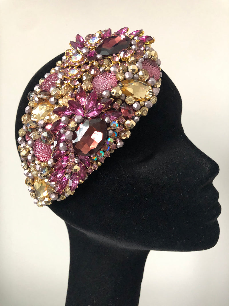 Teardrop in Plum Gold and Silver Crystals