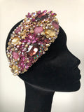 Teardrop in Plum Gold and Silver Crystals