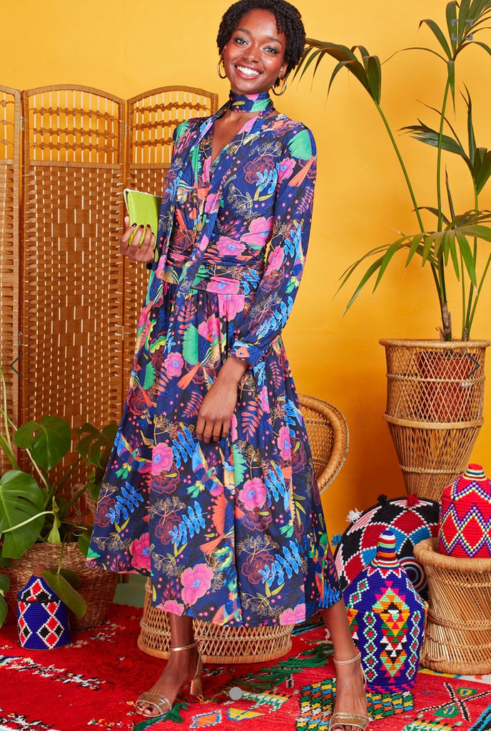 Sharon Midi Dress in Frida print