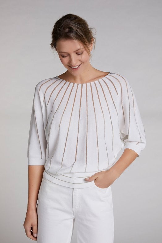 Ivory Sweater with Lurex Stripes