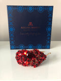 Plumeria Headpiece in Red and Wine Crystals with Gold Features
