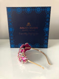 Large Plumeria Headpiece in Pink Silver and Gold Crystals