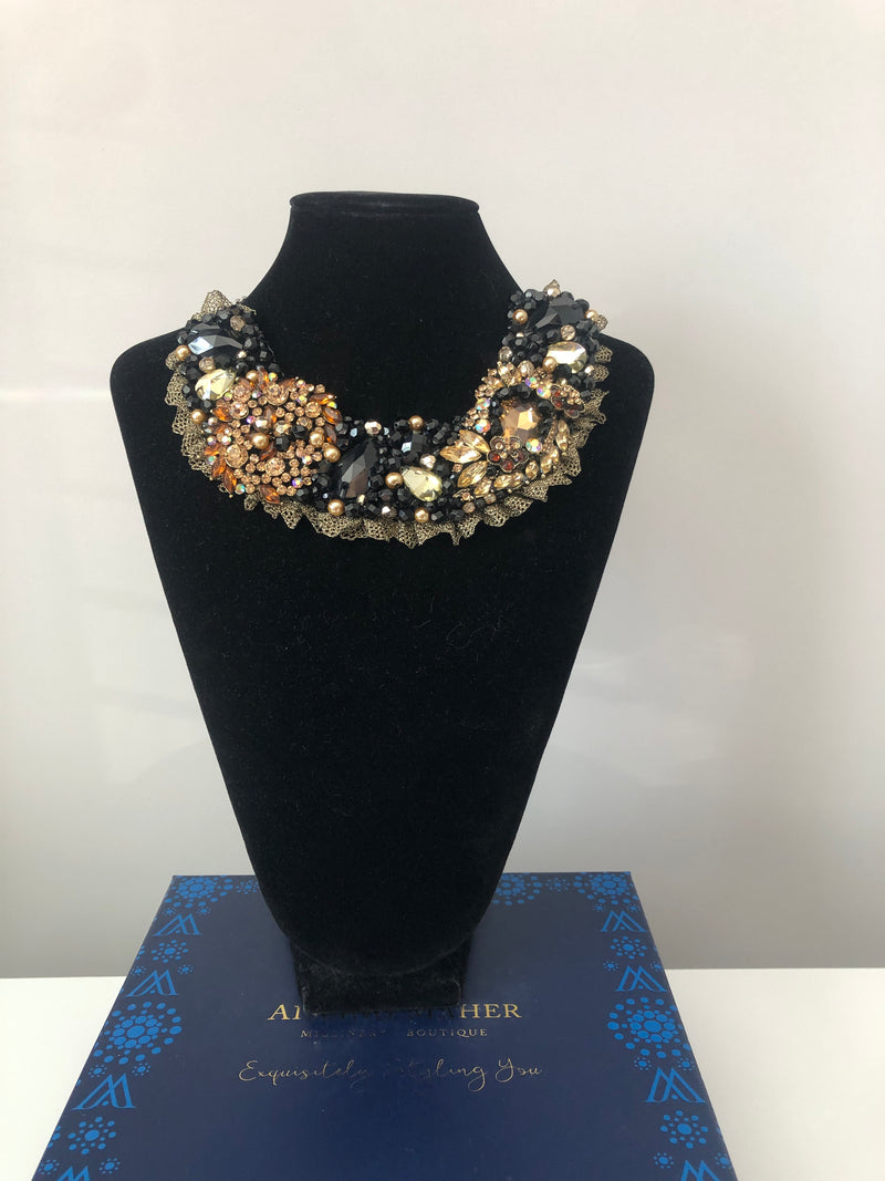 Small Collar in Black, Gold and Amber