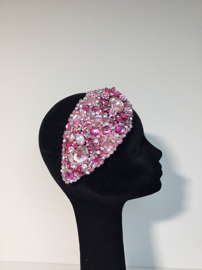 Teardrop in Pink with Silver & Grey Crystals