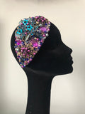 Teardrop in Navy Purple Teal and Gold Crystals