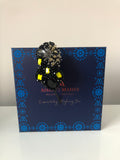Plumeria Headpiece in Black Pewter with an Accent of Yellow Crystals