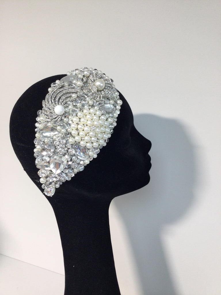 Teardrop in Silver with Pearl & Diamanté Crystals