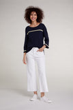 Navy Sweater with Yellow Stripe