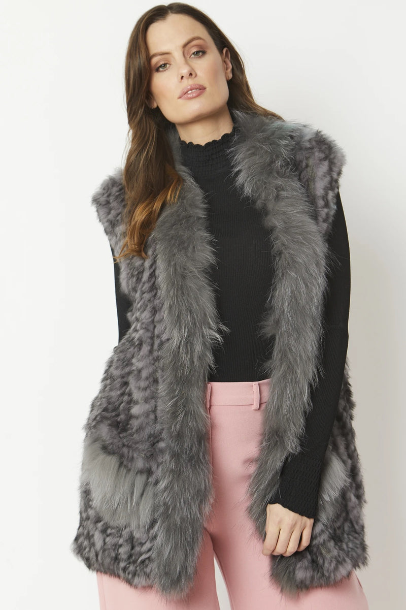 Grey Long Fox & Coney Fur Gilet