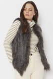 Dark Grey Fox and Coney Fur Gilet with Collar Feature