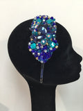 Plumeria In Royal Blue , Teal, Gold and Silver