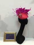 Red and Hot Pink Feathered Headpiece