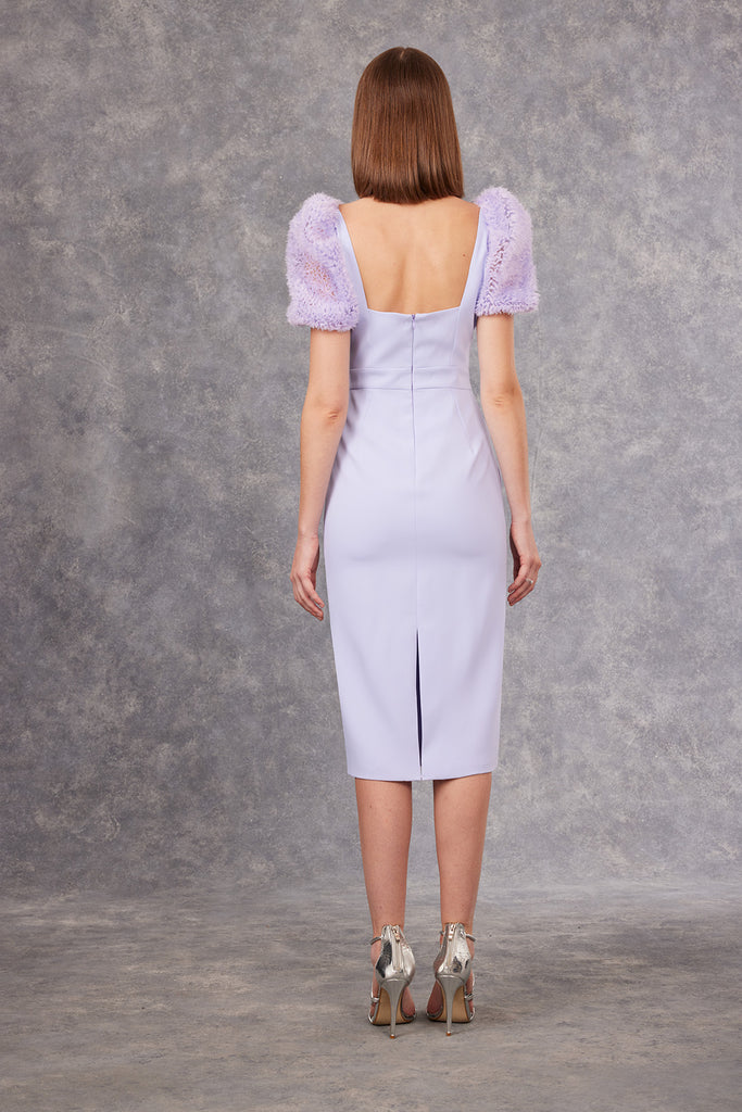 Lavender Dress with Puff Sleeves
